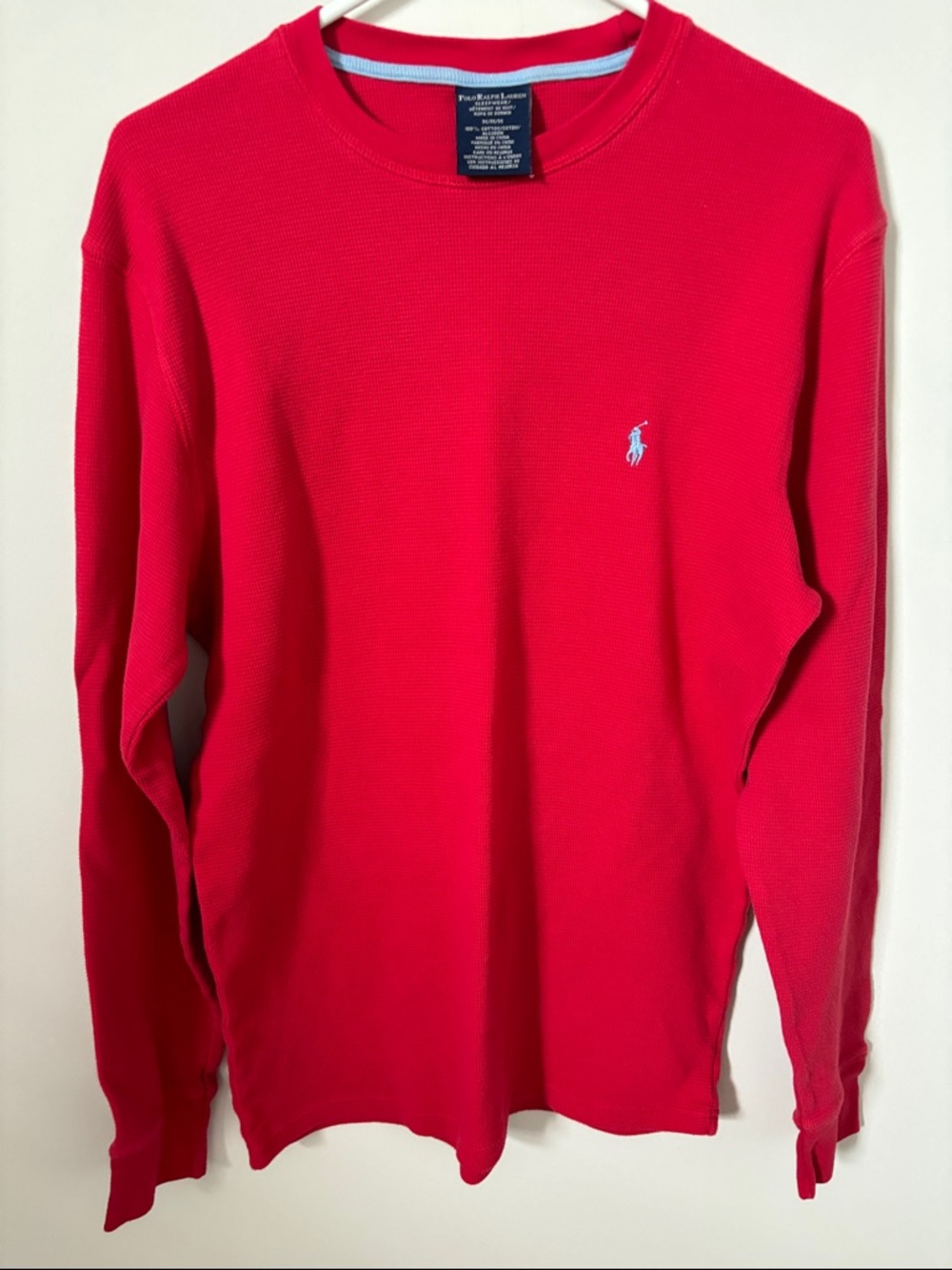 Polo by Ralph Lauren Red Crewneck Waffle Long Sleeve